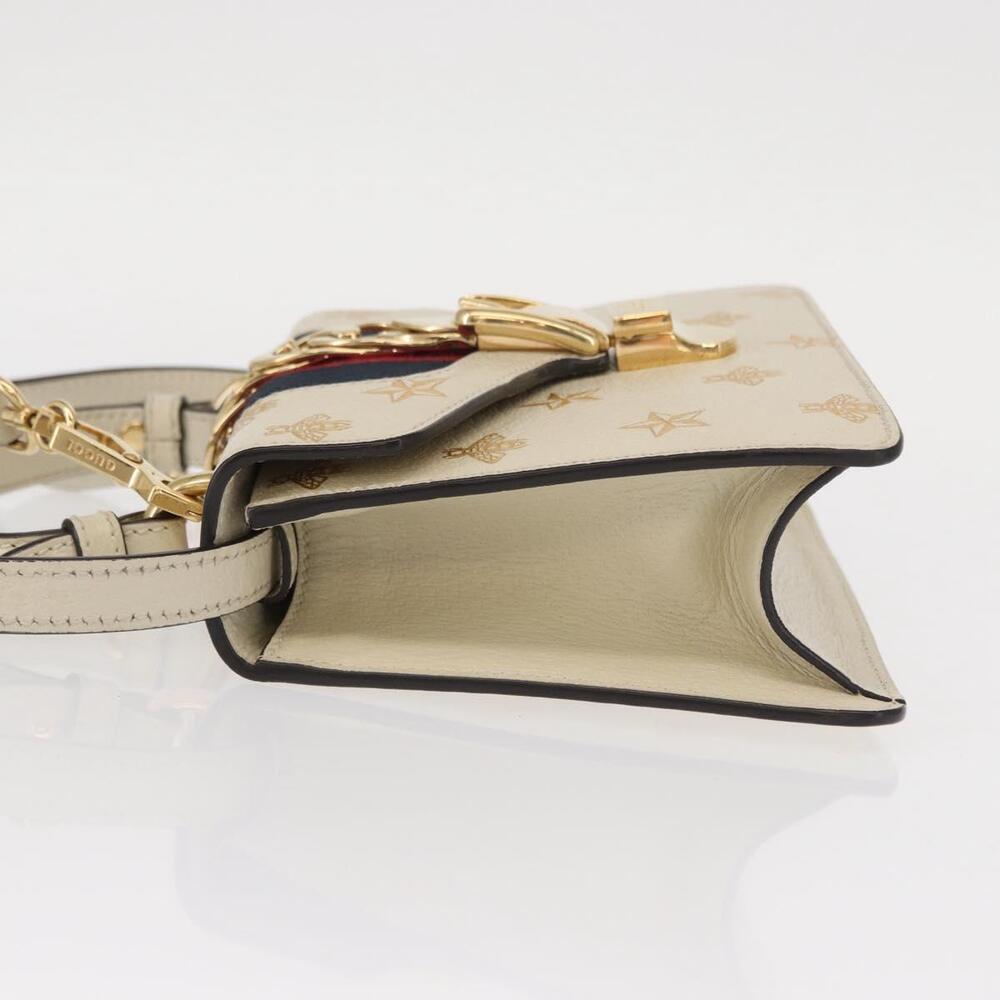 GUCCI Silvi Sherry Line Hand Bag Leather 2way Beige Gold 470270 Auth bs31644 - Picture 4 of 16